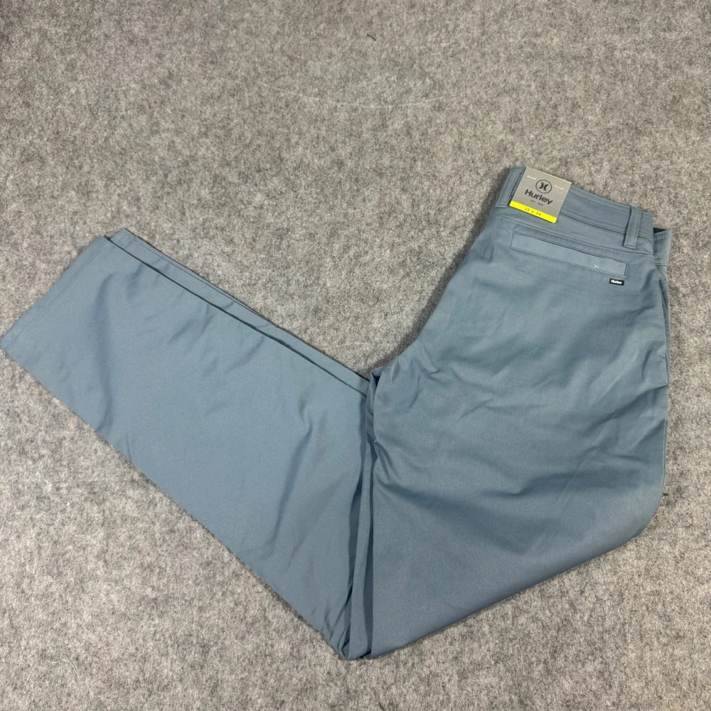 Hurley Jet Set Tech Pant Mens 32x34 Blue Straight Leg Stretch Chino HMS24-06893